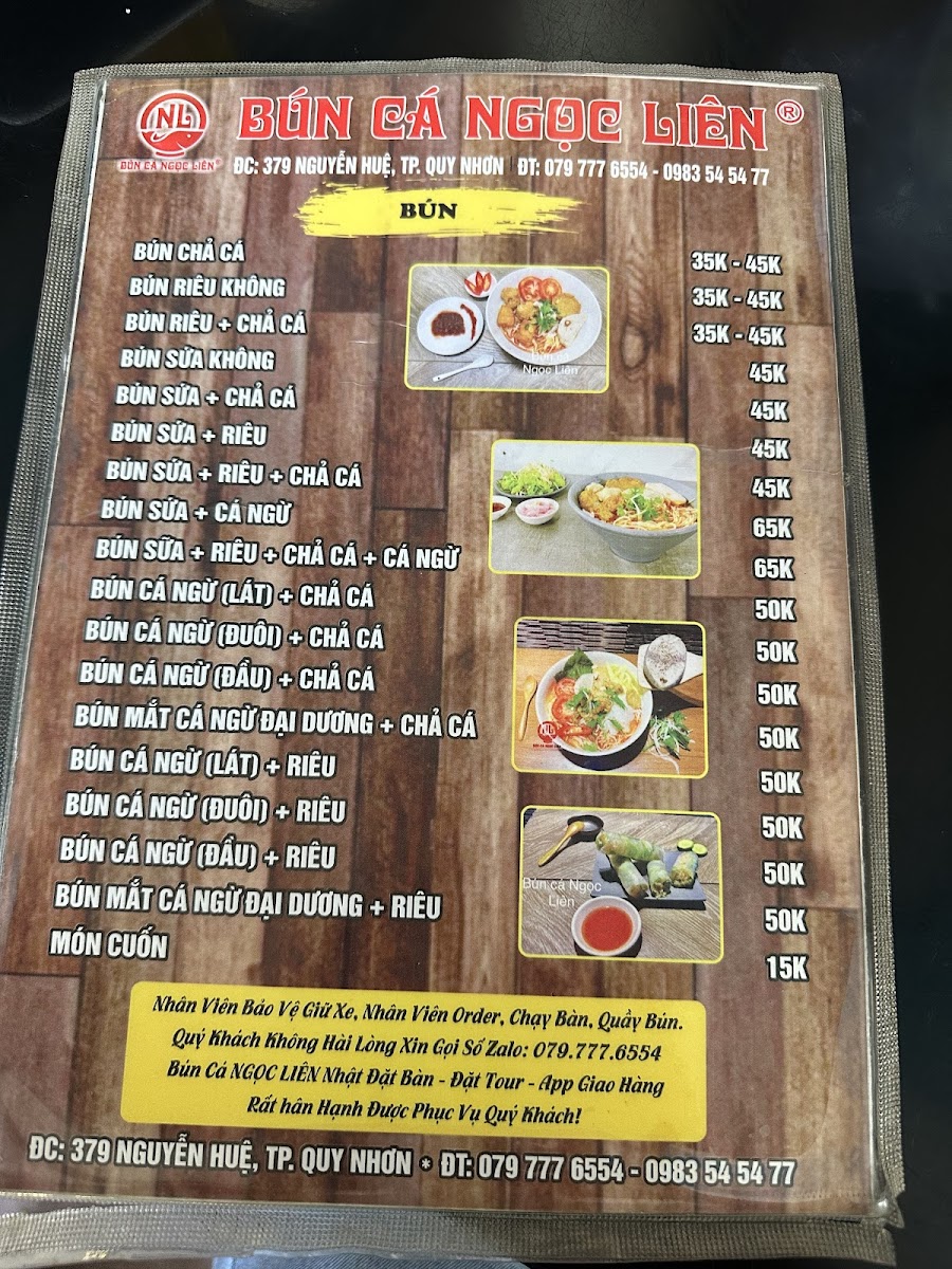 Menu Bún Chả Cá Ngọc Liên-9